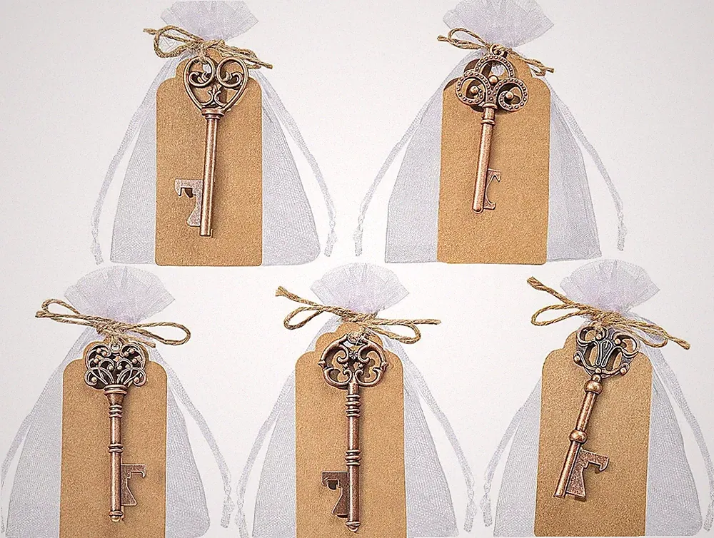 GoMaihe Gastgeschenke Hochzeit 50 Stück: 5 Stile Vintage Flaschenöffner mit DIY