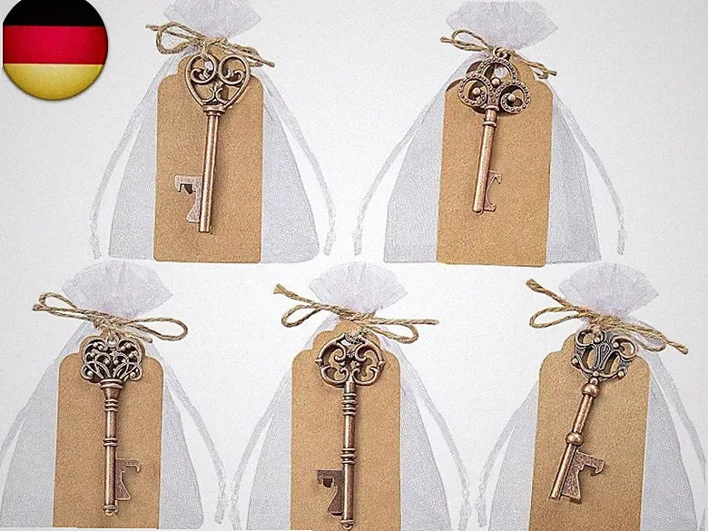 GoMaihe Gastgeschenke Hochzeit 50 Stück: 5 Stile Vintage Flaschenöffner mit DIY