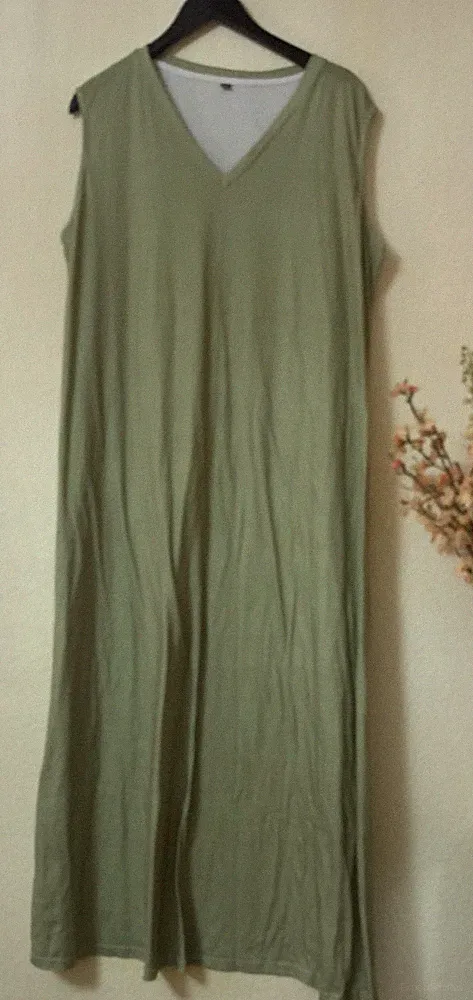 Gr.3XL Generisch-ÄrmellosKleid,lässiges,Casual Schlichtes,langes,fließendes-Neu