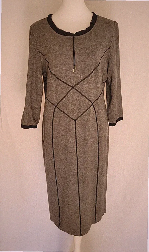 Gr 44 Etui Kleid Grau ausgefallen schön Maße beachten