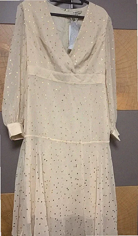 Gr.US.10 Fehaute GepunktetLangarm Abendkleid Cocktailkleid Club Freizeitkleid