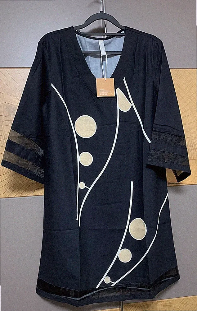 Gr.XS Noracora Prinzessin Schwarzes Kleid Geometrisches Lässiges,A-Linien- Kurza