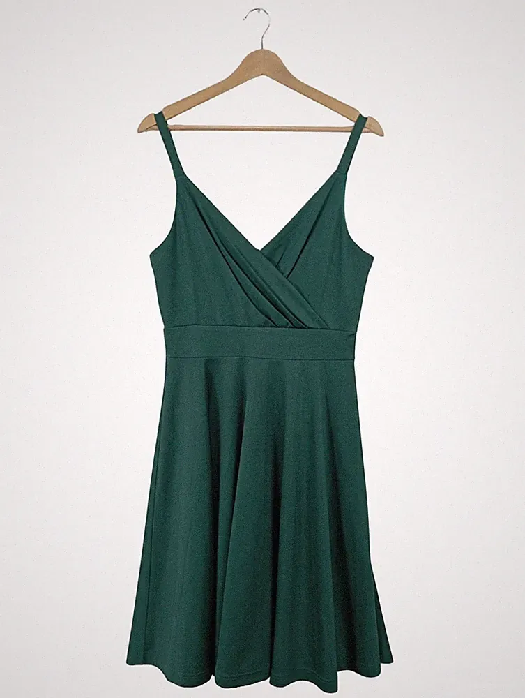 Grace Karin Damen A-Linien Kleid Grün Gr. 38 Freizeit Elegant Polyester