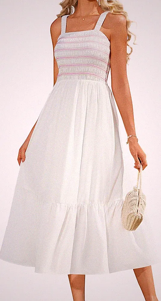 GRACE KARIN Damen Sommerkleider Langes Spaghettiträger A-Linie Freizeitkleid Mit