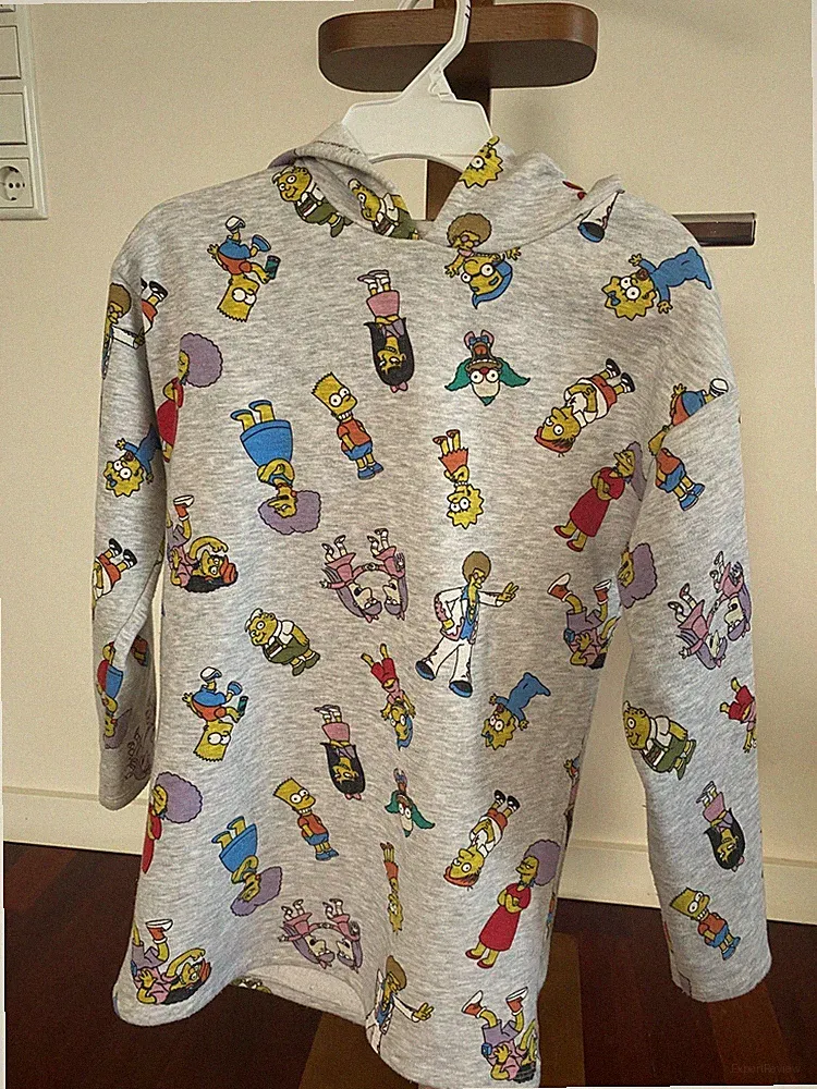Graues Etuikleid mit Simpson-Figuren für Mädchen von der Marke Zara, Größe 128