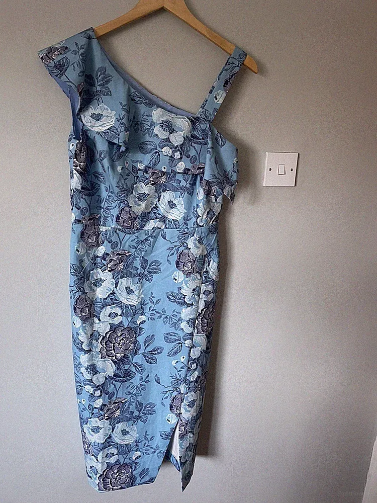 Größe 12 Joe Browns blau One-Shoulder-Blumenkleid Hochzeit Gast Party Anlass