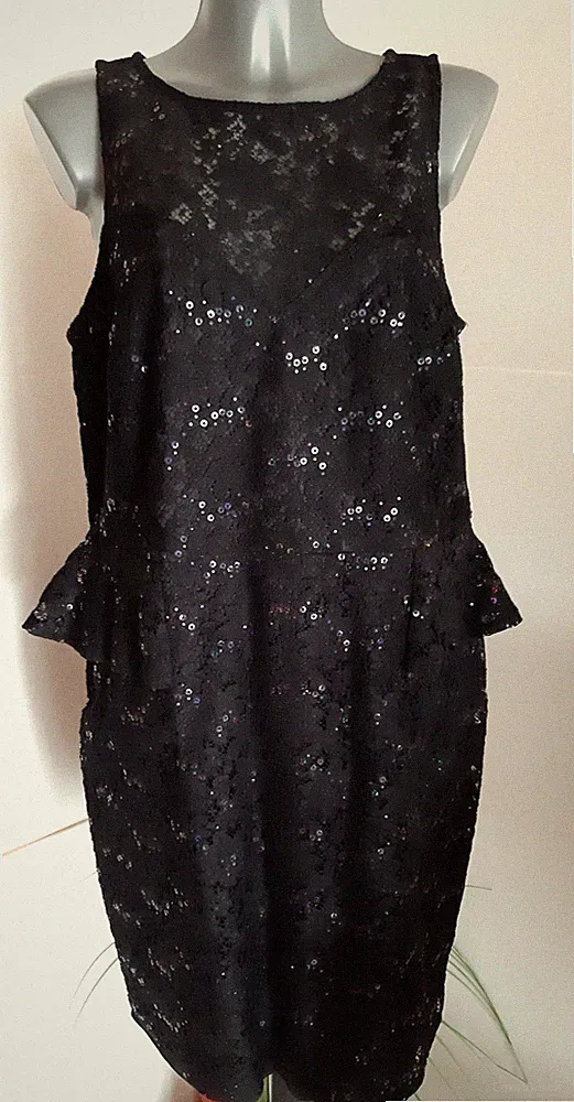 Große Größen A-Linie Damen Kleid in schwarz Träger Midi GR. 46 Neu