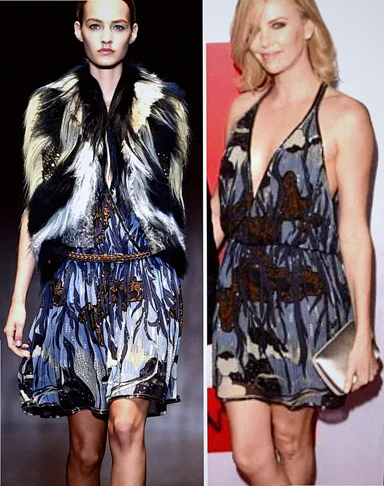 Gucci Runway SS2015 Sea World Floral Print Plunging Silk Chiffon Dress IT42