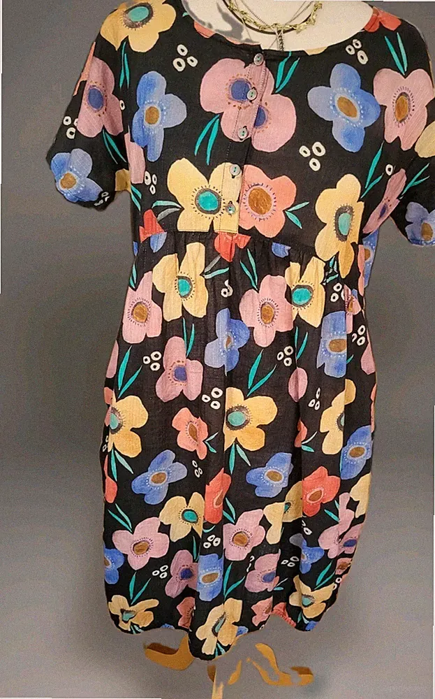 gudrun sjöden Damen Midi A-Linien-Kleid Gr.M Blumenmuster NEU!!! Kurzarm