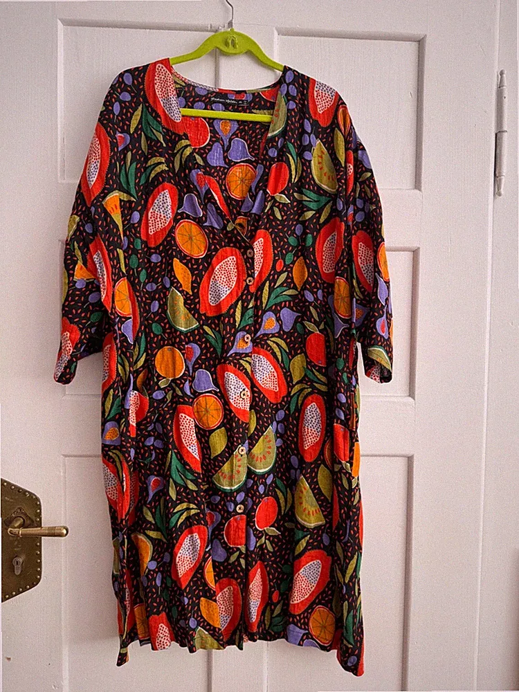 Gudrun Sjöden Kleid mit wunderschönem Design inXXL, Leinen, gebraucht