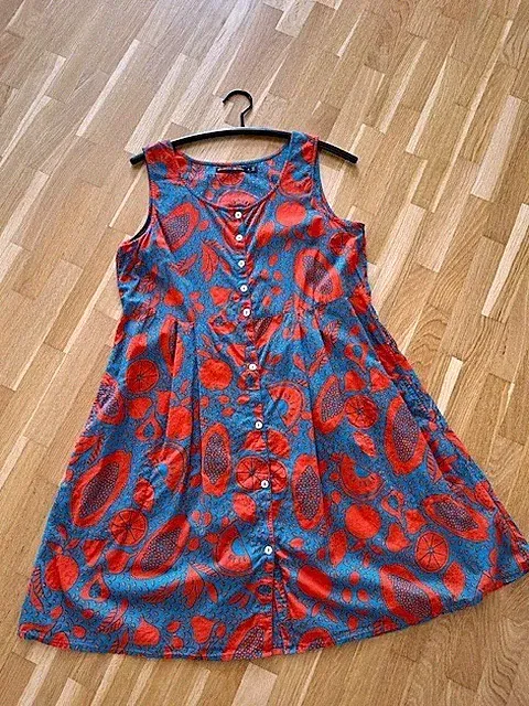Gudrun Sjöden Sommerkleid, blau rot, Gr. M, ohne Arm, ***wunderschön***