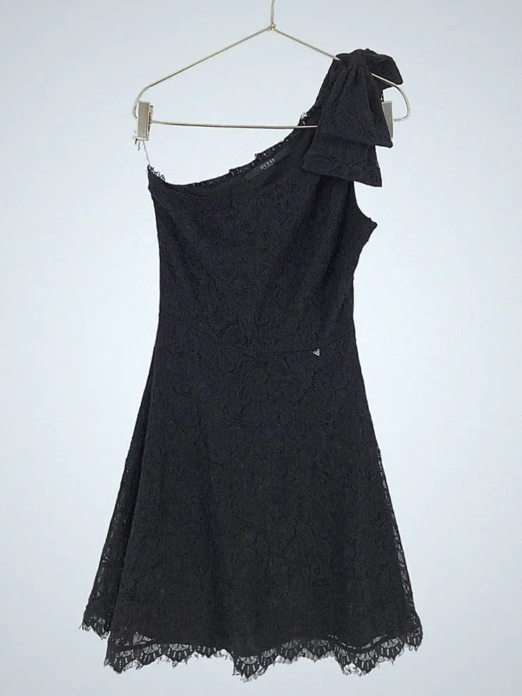 GUESS Damen Schwarzes One-Shoulder-Kleid Größe XS