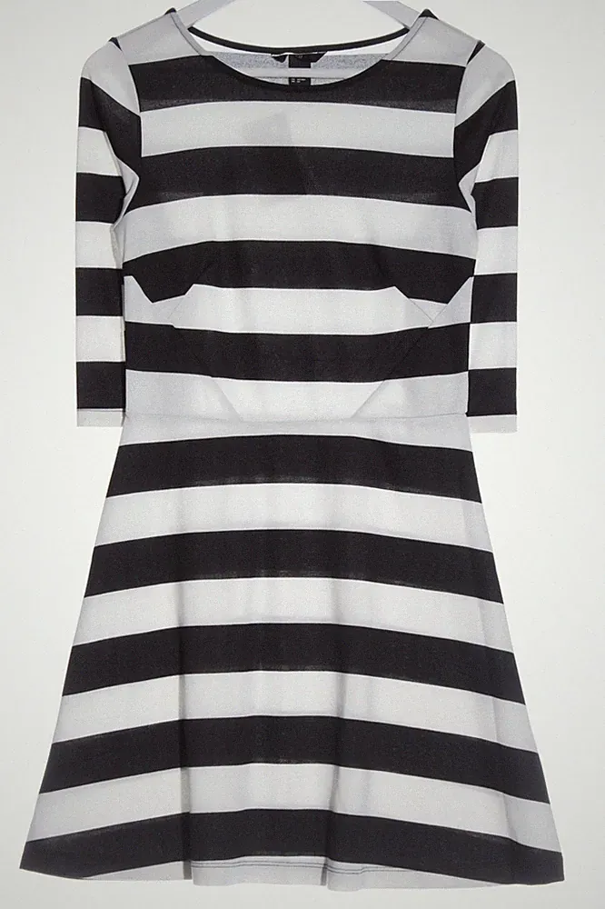 H&M A-Linien Kleid Damen Kleid Gr. DE 36 schwarz-weiß Casual-Look