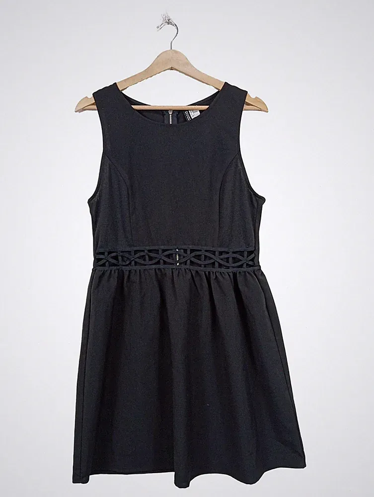 H&M A-Linien Kleid Damen Kleid Gr. DE 44 schwarz Elegant