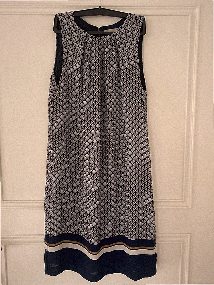 H&M Cocktail KLEID 34 160 80A 164 dunkel blau beige Konfirmation so EDEL NEUw
