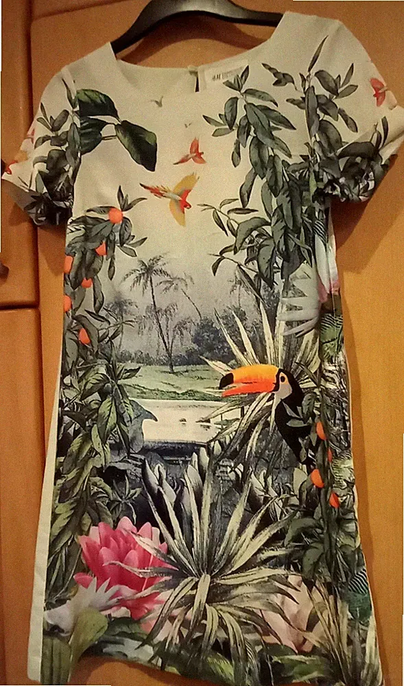 H&M Conscious Collection Kleid Recyceltes Polyester ärmellos bunt Gr. XS Neu