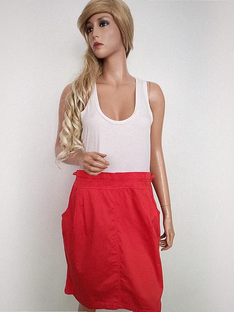H&M Damen A-Linien-Kleid Gr. L Baumwolle Ärmellos Knielang U-Ausschnitt