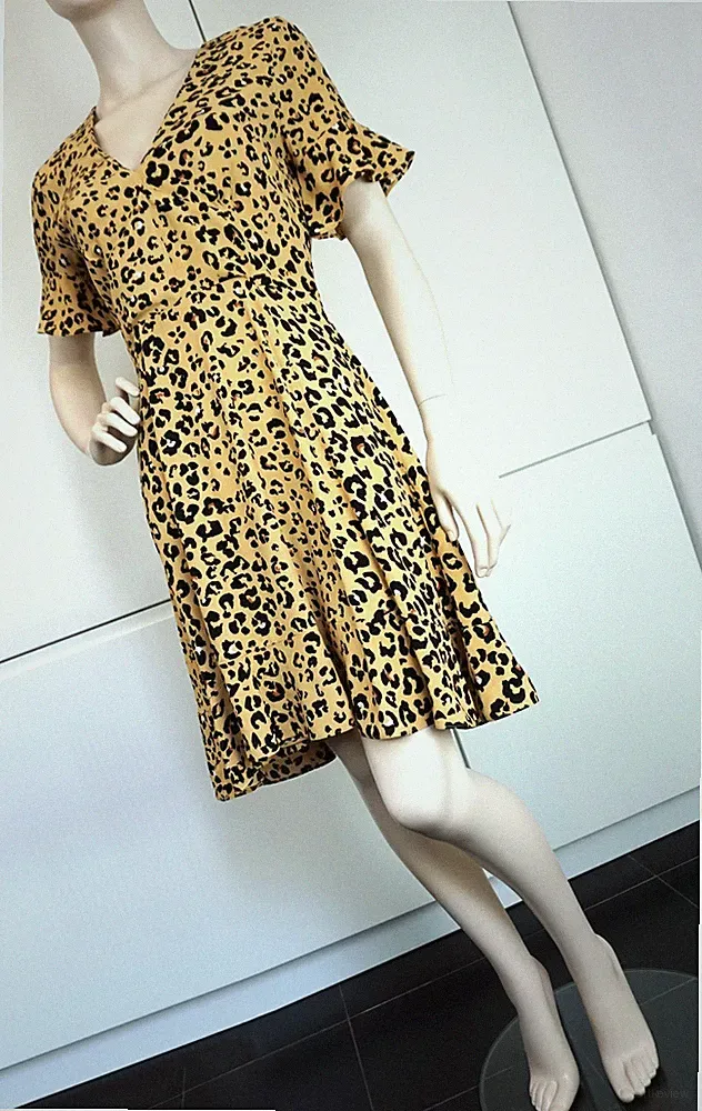 H&M Damen Kleid A Linie Minikleid Party Boho Animal Blogger Sommer Gr 36 wie NEU