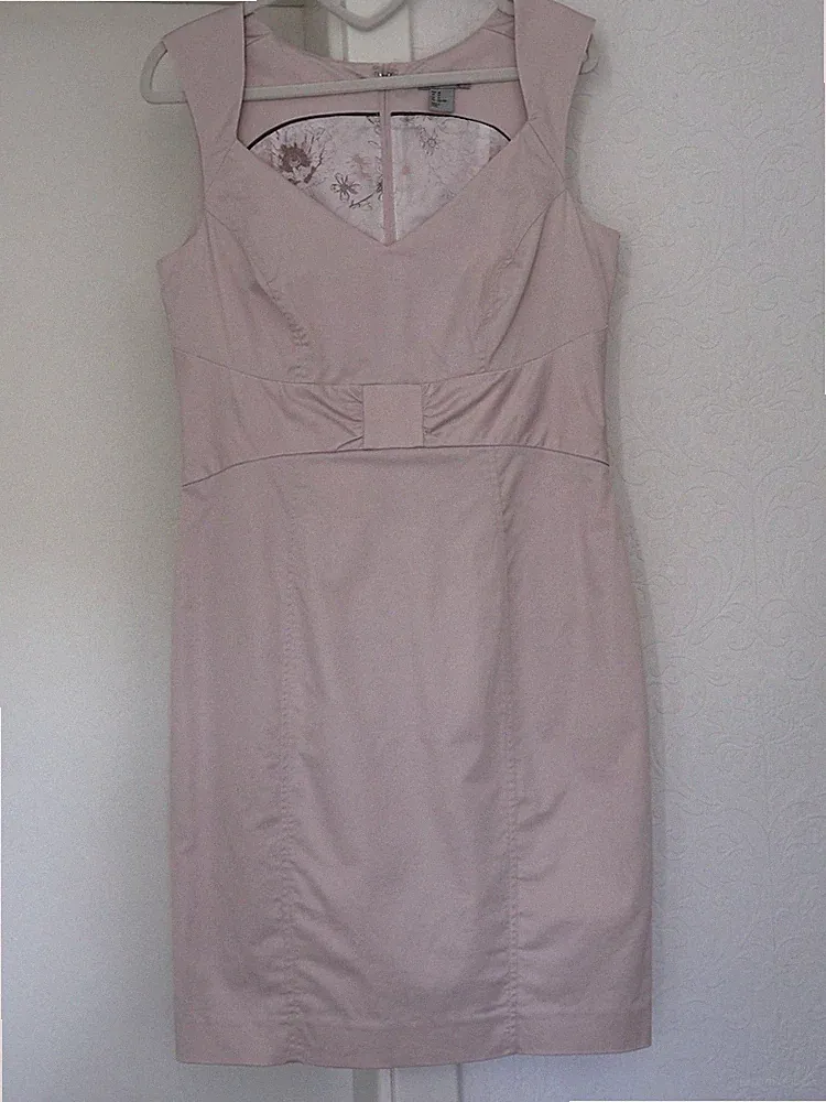 H&M Damen Kleid Business Kleid Rosa Tailliert Bis Knie Gr. 40 Neu Ohne Etikett