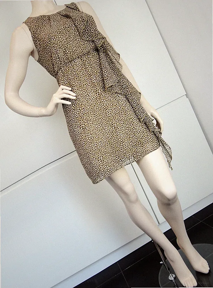 H&M Damen Kleid Minikleid Mini Tunika Animal Boho Party Trend A Linie Gr 38