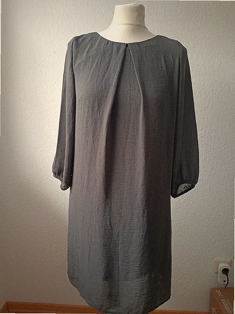 H&M Damen Lockeres Kleis Etuikleid Grau 3/4 Ärmel Größe 32 / XXS