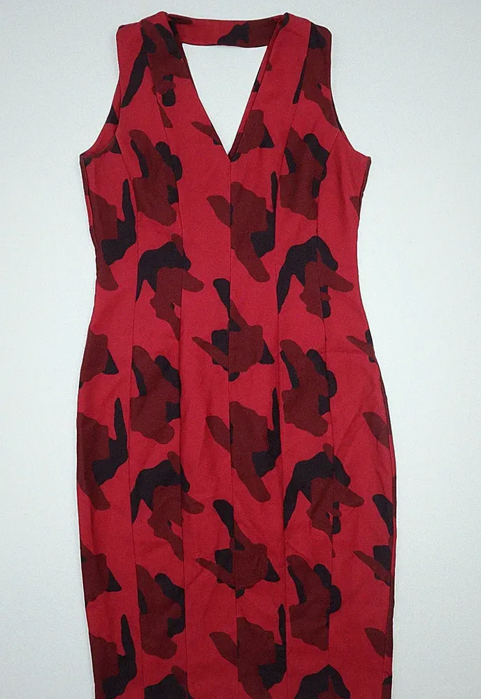 H&M Damen rot Batik Viskose A-Linie Größe 10