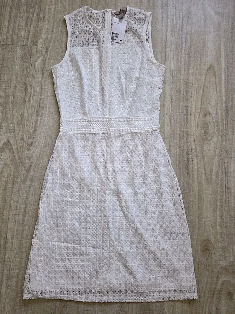 H&M Etuikleid Gr. XS weiß Spitze *NEU*