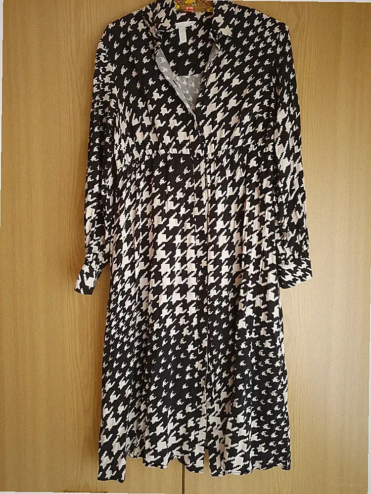 H&M Hahnentritt Kleid Langarm Gr.M