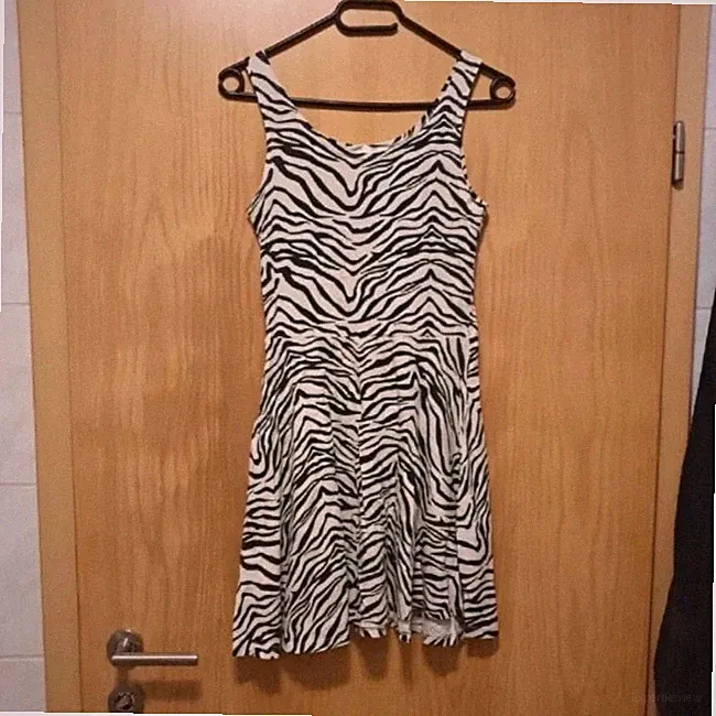 H&M Jugendliche A-Linien-Kleid S Zebra Tierdruck V-Ausschnitt ärmellos kurz