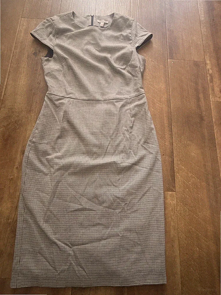 H&M Kleid Damen Größe 38 Etuikleid Schwarz Braun U. Weiß Muster