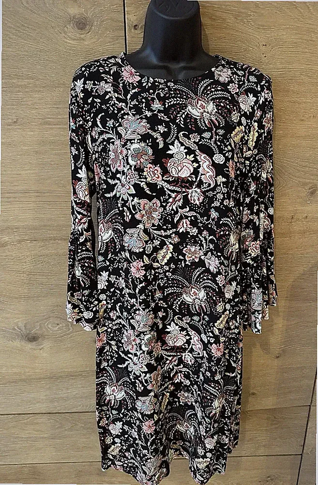 H &M Kleid mit 3/4 Arm bunt mit Glockenarm Gr. 36