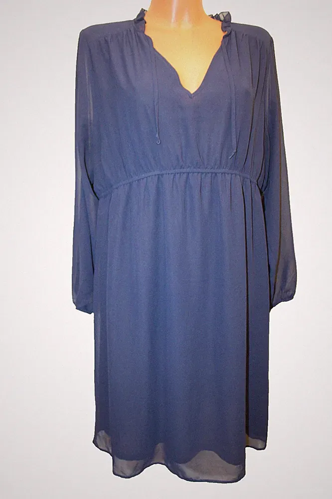 H&M Mama Kleid XL 42/44 Umstandskleid A-Linie knielang gefüttert Chiffon blau