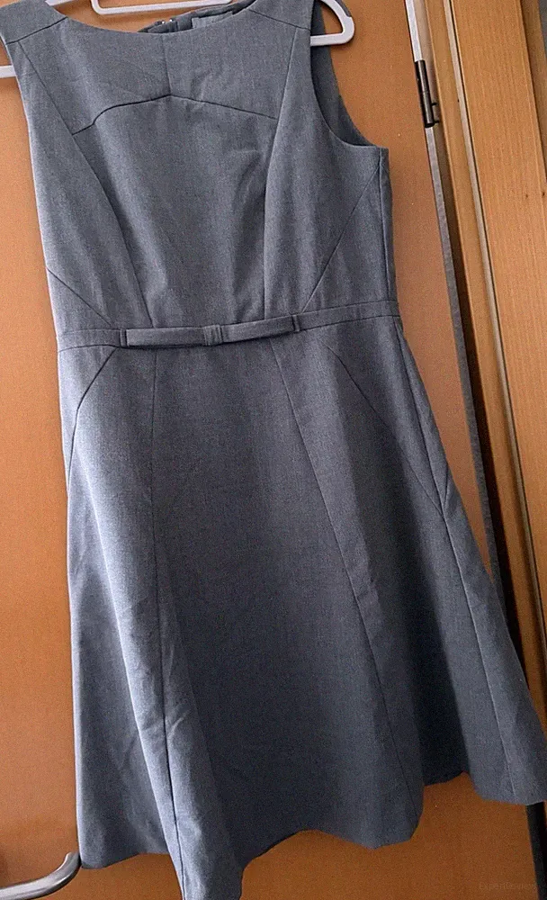 H&M Midi A-Linien Kleid, Grau, Größe 42