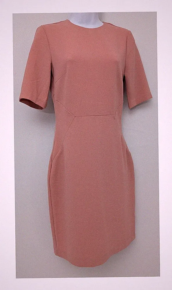H&M Rosa Etuikleid Gr. UK 10 Neu mit Etikett Kurzarm Cut Out Rücken Smart Work Hochzeit