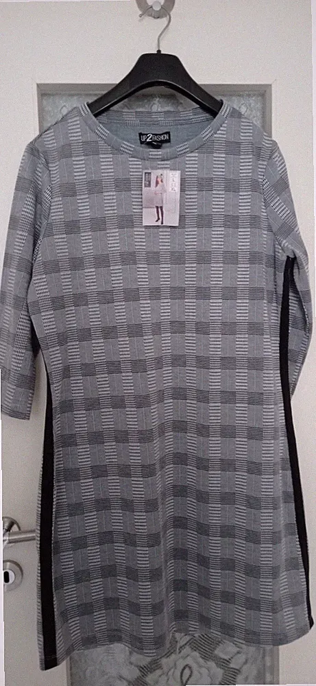 Hahnentritt Up2fashion Kleid L 42-44 grau