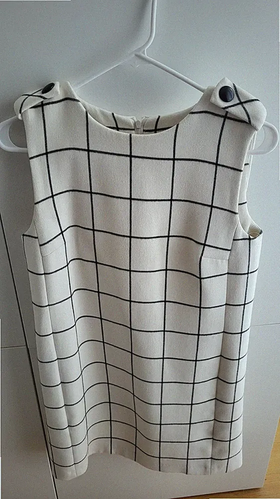 Hallhuber College Kleid Damen Gr. EU 38 Creme Kariert Top Zustand Business