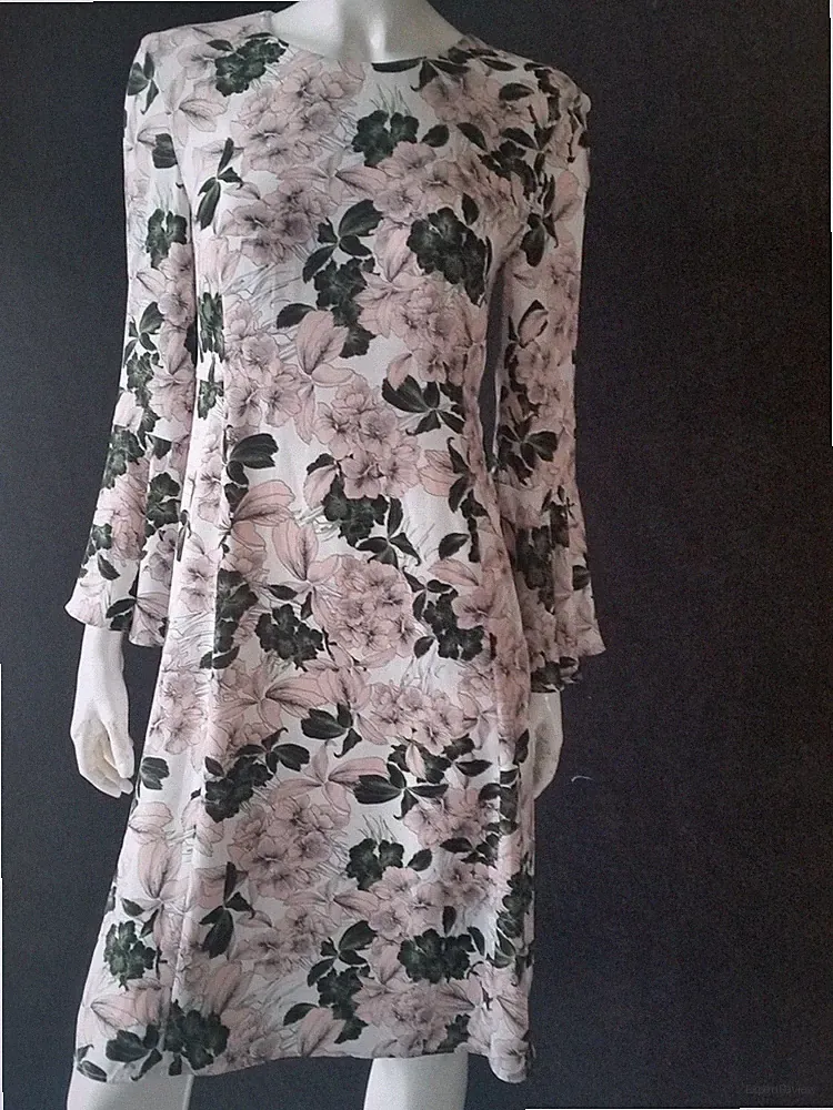 HALLHUBER Kleid floral multicolor mit Trompetenärmel Gr.34--UK6*NEU*