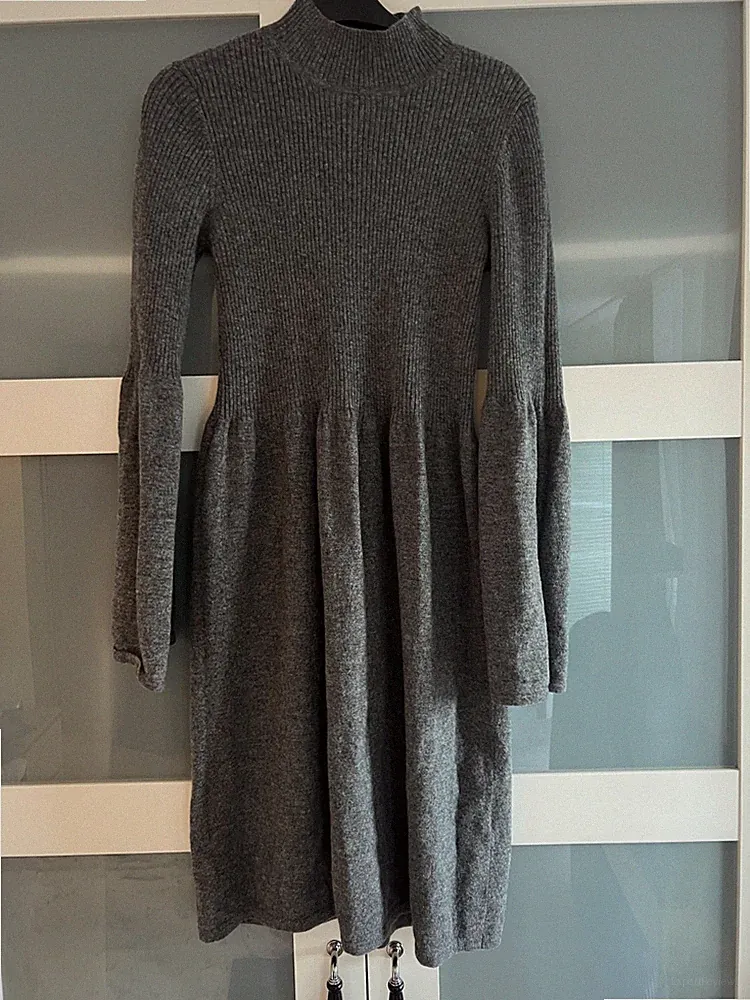 hallhuber wolle kaschmir kleid gr. s knielang grau
