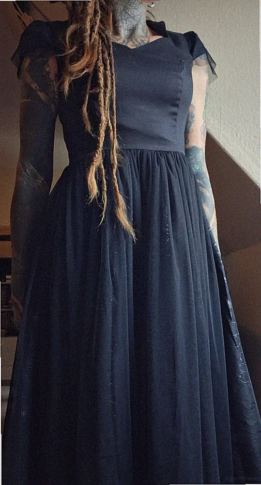 HEARTS & ROSES Damen Kleid Gr. DE 38 schwarz Gothic Elegant Tüll, Stickerei
