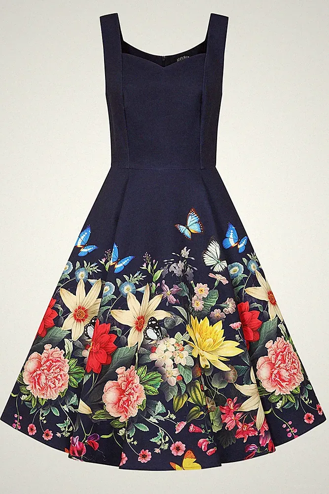 Hearts & Roses London Swing Kleid Moonlight Butterfly Schmetterling Vintage 50er