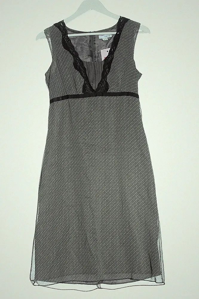 Heine A-Linien Kleid schwarz Allover-Druck Midi tailliert Gr. 36