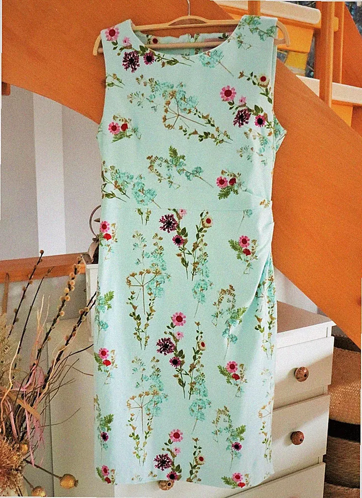 Hell Blaues Phase Eight Blumen Baumwolle Stretch Etui Kleid Dress UK 14 D 40