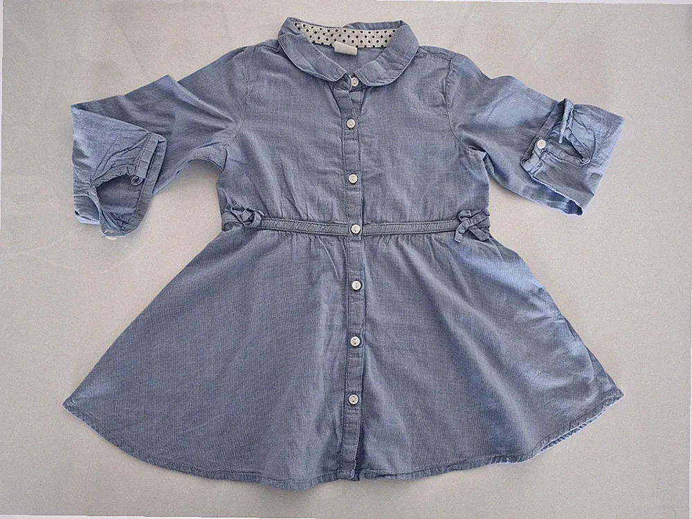 HELLBLAUES BLUSEN KLEID FÜR MÄDCHEN KINDER VON H&M GR.86 SOMMER OUTFIT DRESS SÜß