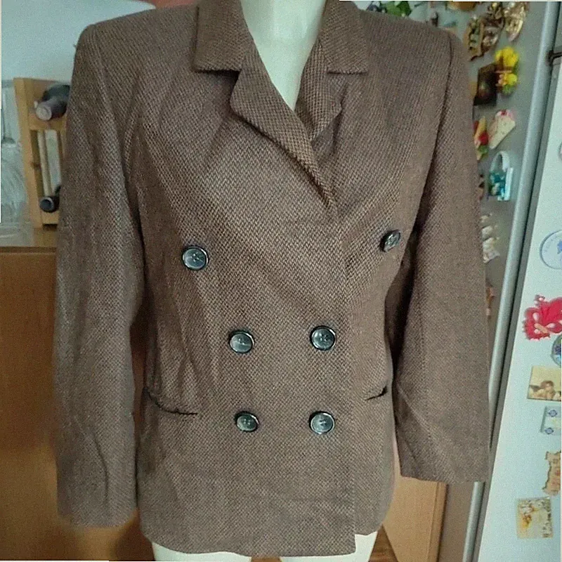 Herren Blazer Doppelreiher Vintage Tweed Braun M Vintage 80s 90s