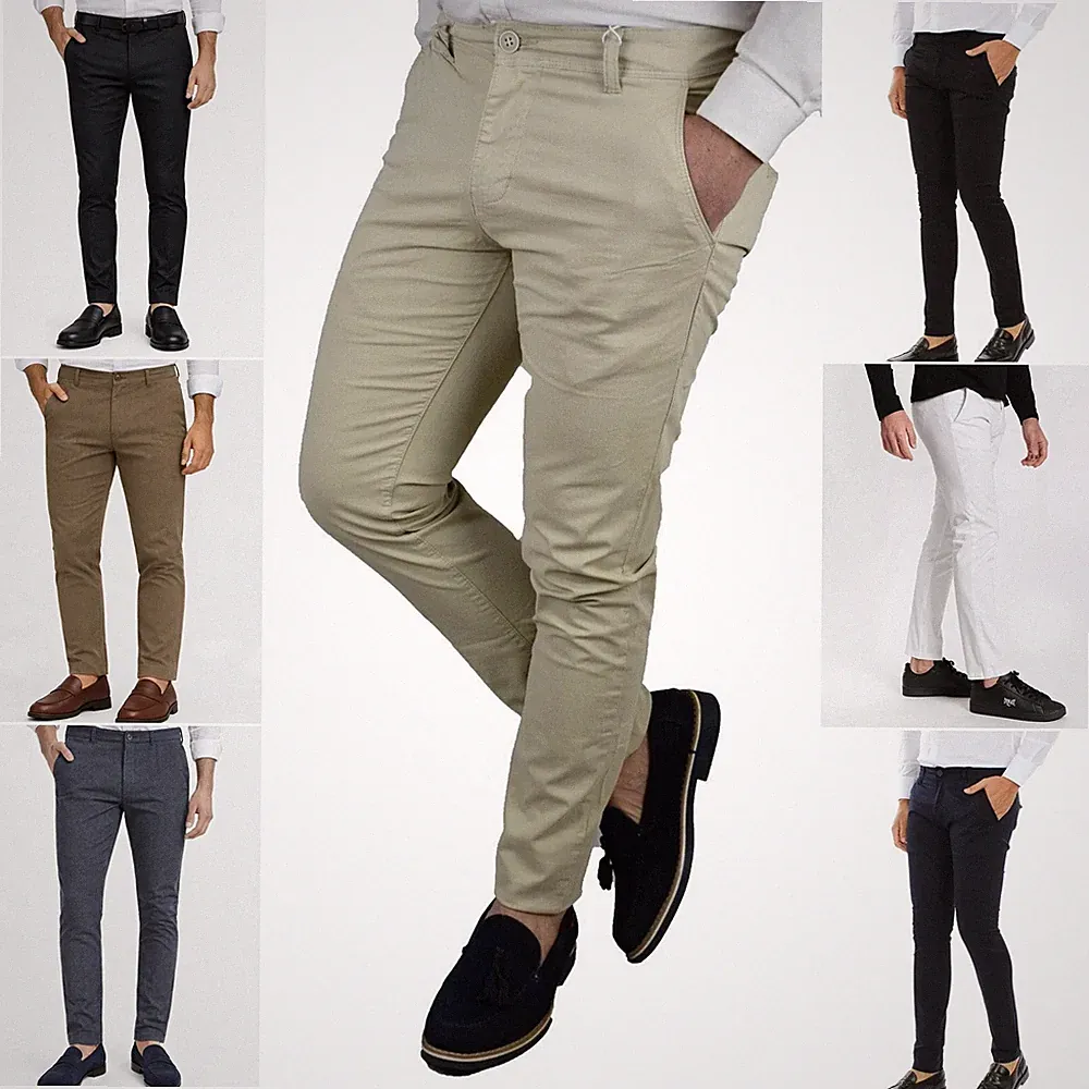Herren Chino Hose Slim Fit Stretch Beige Baumwolle Sommer Skinny 46 48 50