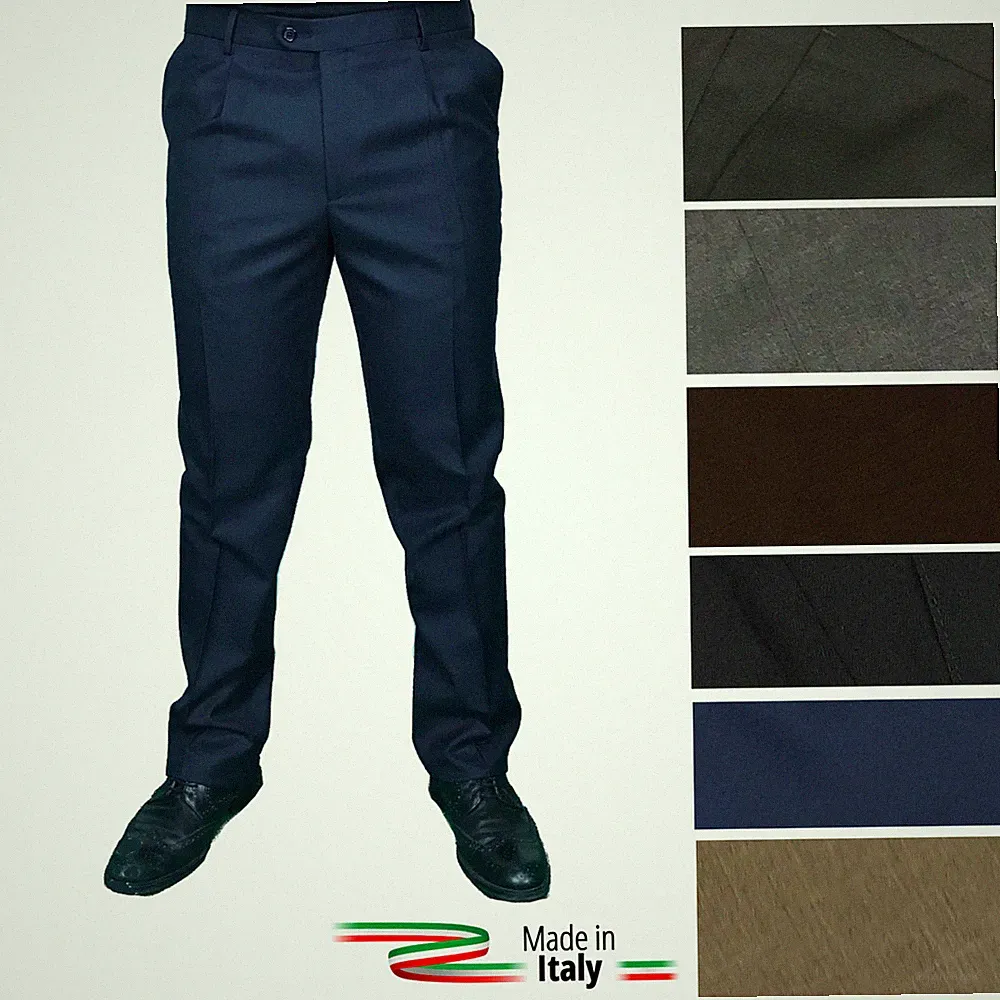 Herren Hose Klassisch Frisch Wolle Pens Elegant High Waist Weites Bein Leicht