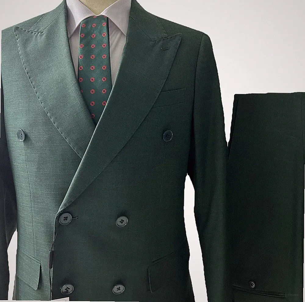 HERREN KLEID DOPPELREIHIG GRÜN S. 46 48 50 52 54 56 58 DROP 6 MADE IN ITALY SOMMER