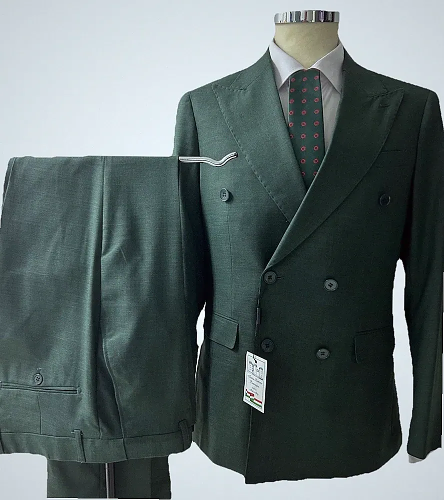 HERREN KLEID DOPPELREIHIG GRÜN SC. 46 48 50 52 54 56 58 DROP 6 COOLE SOMMERWOLLE