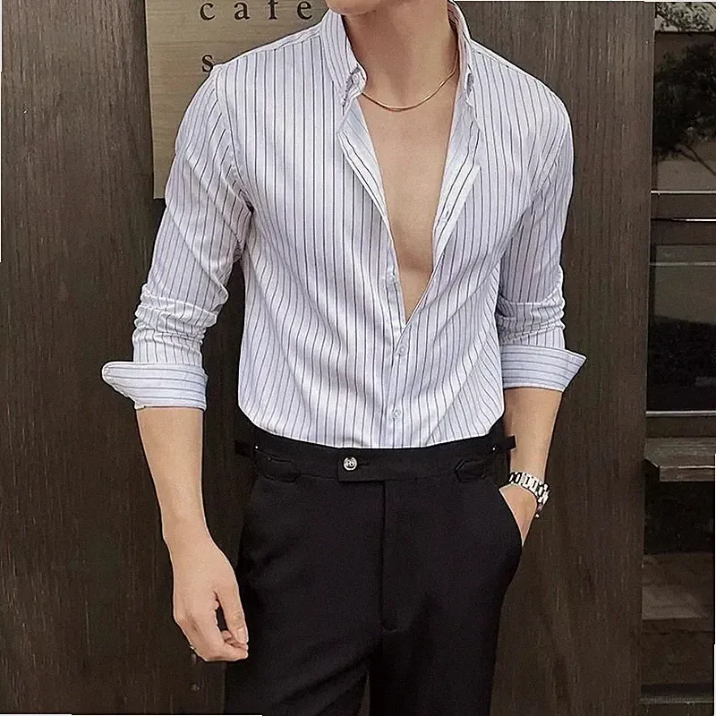Herrenhemd Gestrickt Weiß Slim Elegant für Business und Zeremonie CF74MK