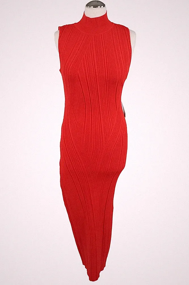 Hervé Léger Damen Kleid Gr. 40 (L) Rot Etuikleid Bleistiftkleid Dress